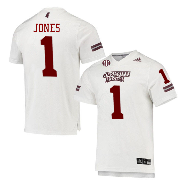 Men #1 Kelley Jones Mississippi State Bulldogs College Football Jerseys Stitched-White